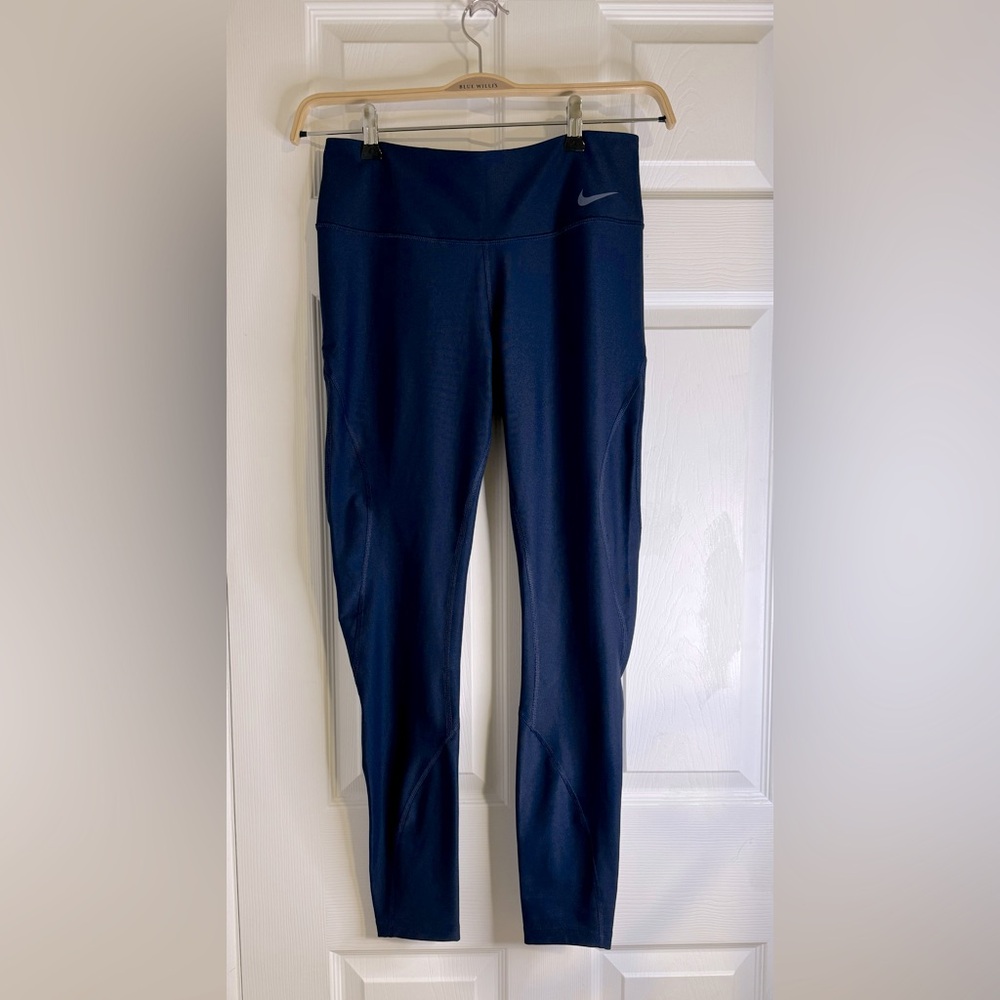 Nike Dri-FIT High-Waist Leggings Navy Blue Size M Workout Gym Athletic